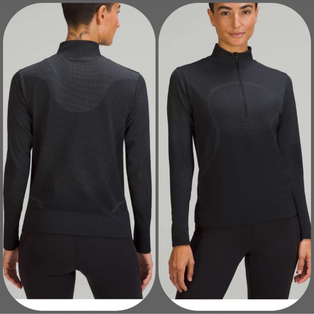 Lululemon Swiftly Relaxed Half Zip top size 10 polka dots!